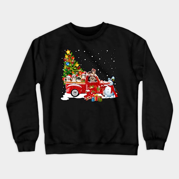 Guines Red Car Truck Christmas Tree Funny Santa T-Shirt Crewneck Sweatshirt by kimmygoderteart